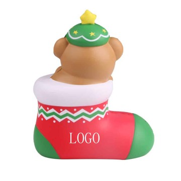 Squishy Bear in Christmas Sock Stress Ball